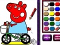 Gra Piggy on bike. Coloring