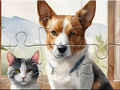 Gra Jigsaw Puzzle: Oil Painting Dog And Cat