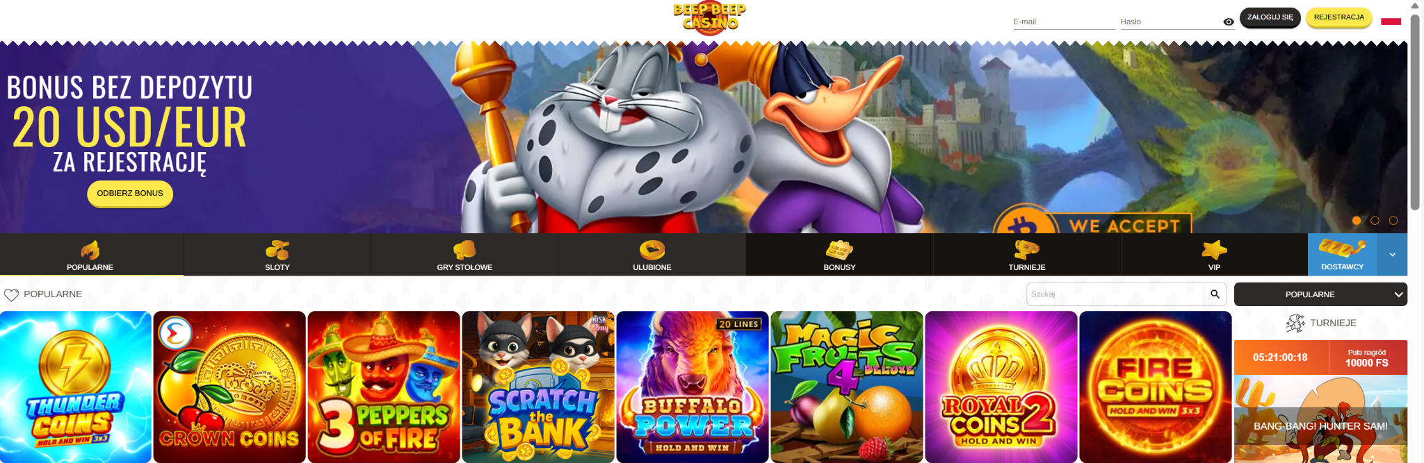 Beep Beep Casino — widok serwisu