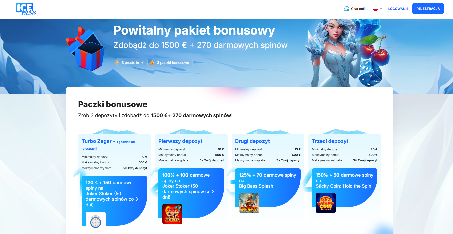 Ice Casino — pakiet powitalny