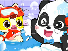 Gra Jigsaw Puzzle: Baby Panda Shower Time