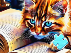 Gra Jigsaw Puzzle: Cat Reading