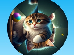 Gra Round Jigsaw Puzzle Collect Pictures with Cute Kittens