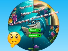 Gra Round Jigsaw Puzzle Collect Pictures of Funny Ocean Inhabitants